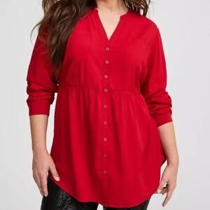 Torrid Size 0 Emma Babydoll Challis Tunic Top in Jester Red